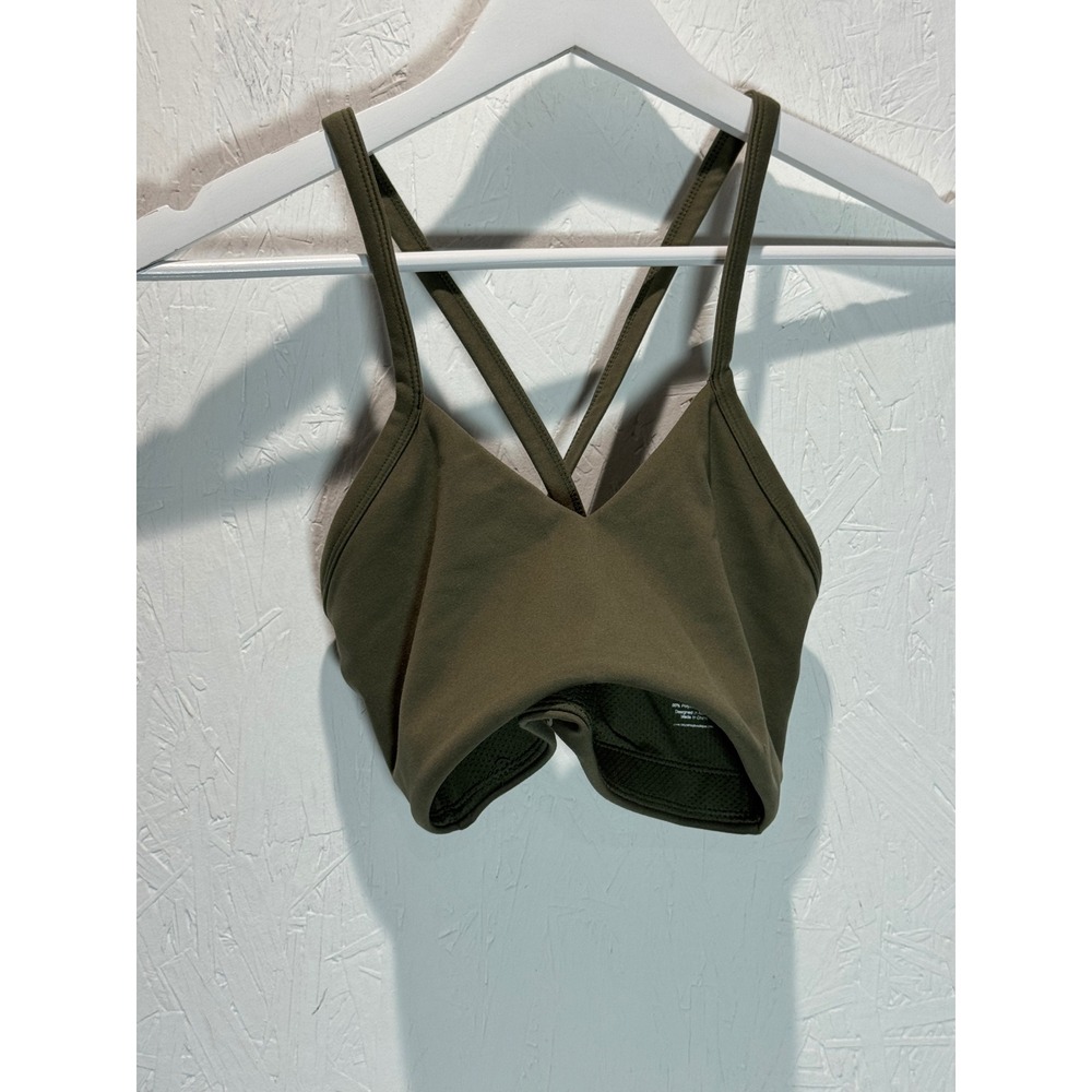 CSB Crop Shop Boutique Olive Green V-Neck Criss Cross Back Sports Bra Size M
